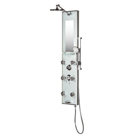 CHESTERFIELD Kihei II Tempered Tough Glass Shower Panel, Silver with Chrome Finish CH115472
